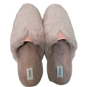 Toms Slippers Alpargata Mallow Mule Rose Smoke Faux Fur Size  8.5